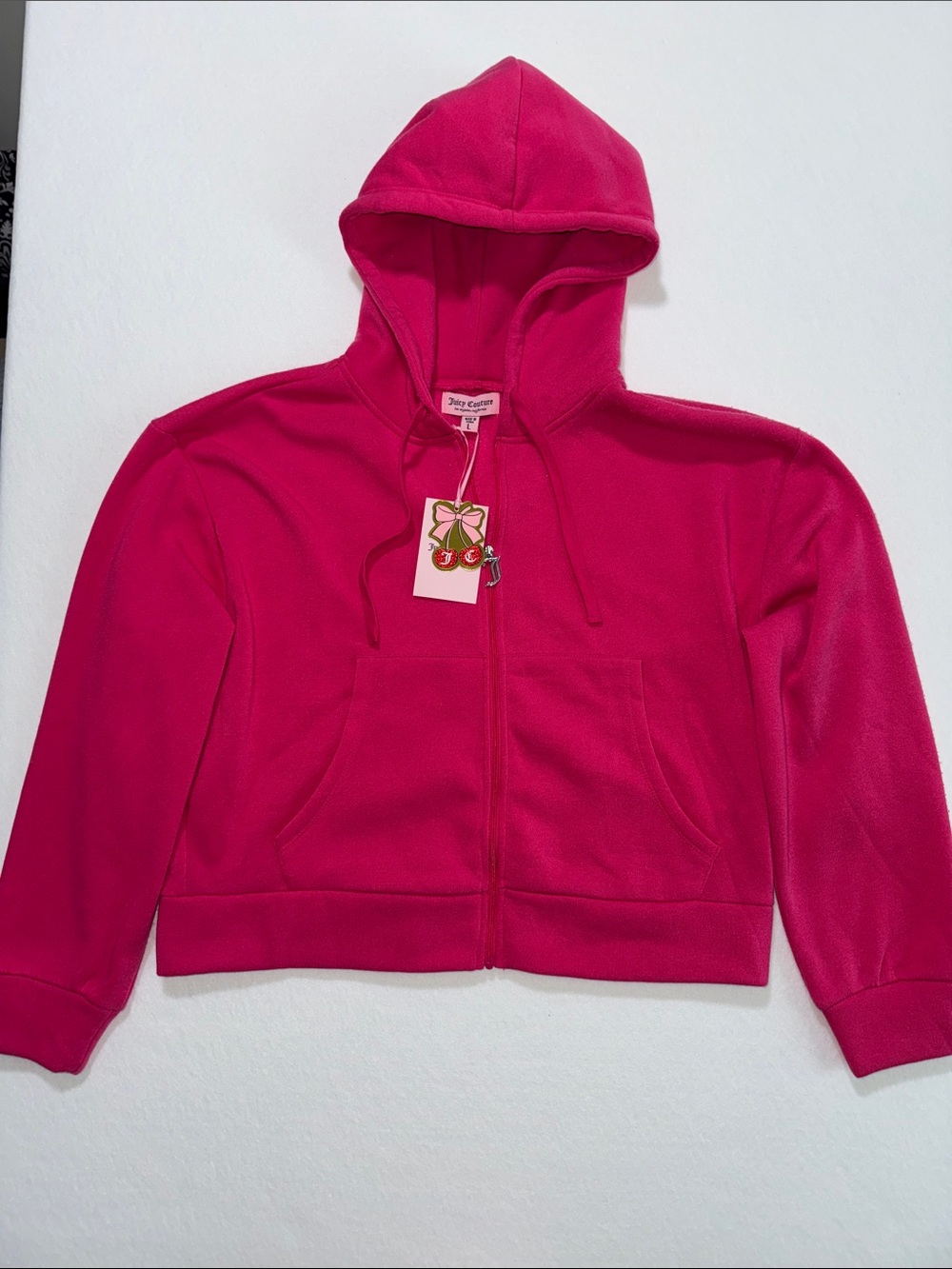 Juicy Couture Vixen Pink Velour Zip Hoodie NWT Size Large Y2K